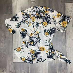 Floral Wrap Tie Top Blouse Medium